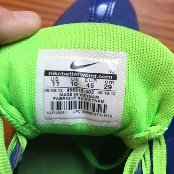 Nike Blue and Green Zoom Rival 456812-403 Running Spikes Sprint Shoes, EUC, 11 - Picture 3 of 10
